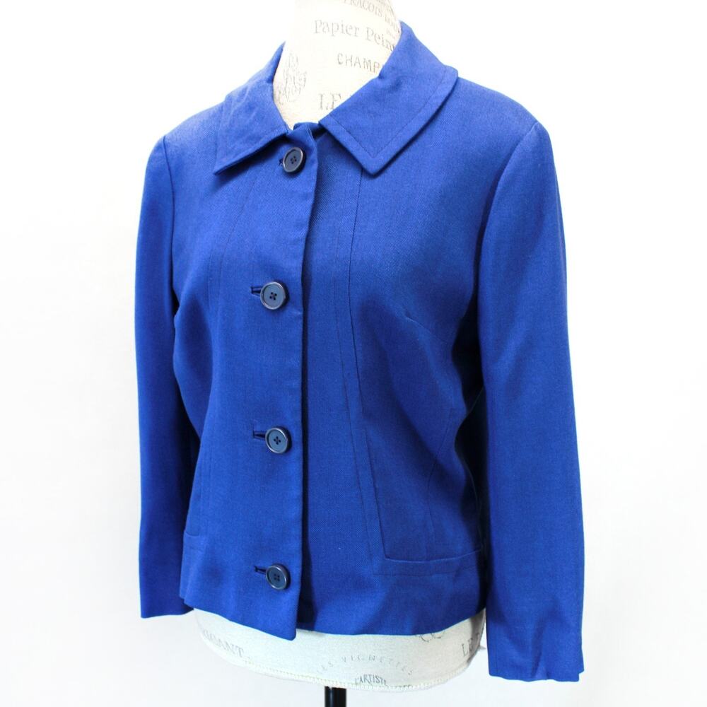 Neusteters Blue Blazer Jackets Button Front Canvas Mid-Century Retro Medium